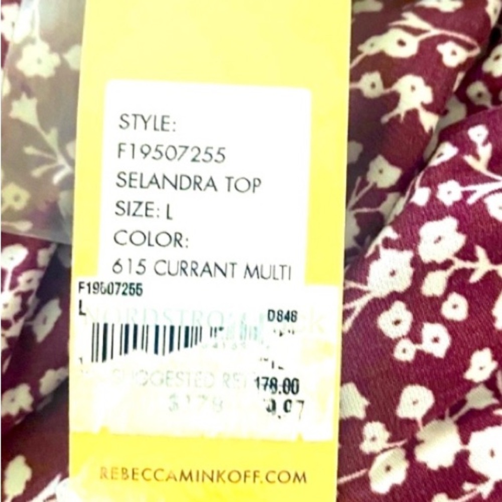 Rebecca Minkoff Selandra Floral Currant Button Blouse Large NWT - Picture 11 of 12